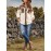 Plus Size Plaid Stitching Jacket, Casual Long Sleeve Polo Collar Colorblock Outwear, Women's Plus Size Clothing